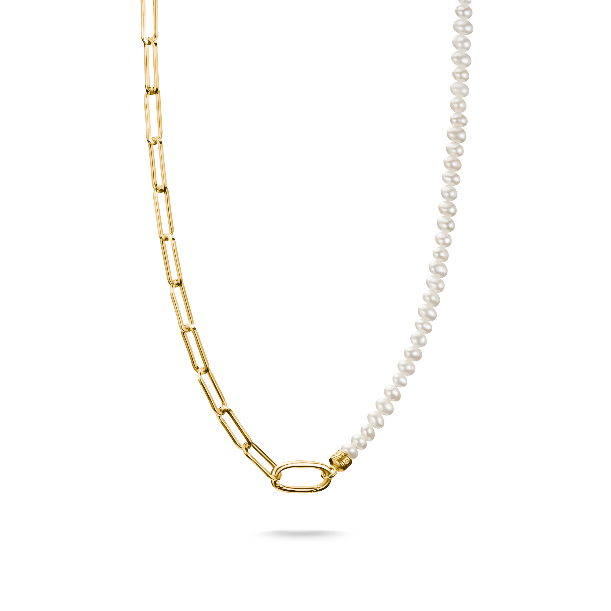 THOMAS SABO Connect Charm Necklace Paperclip with Pearls Gold