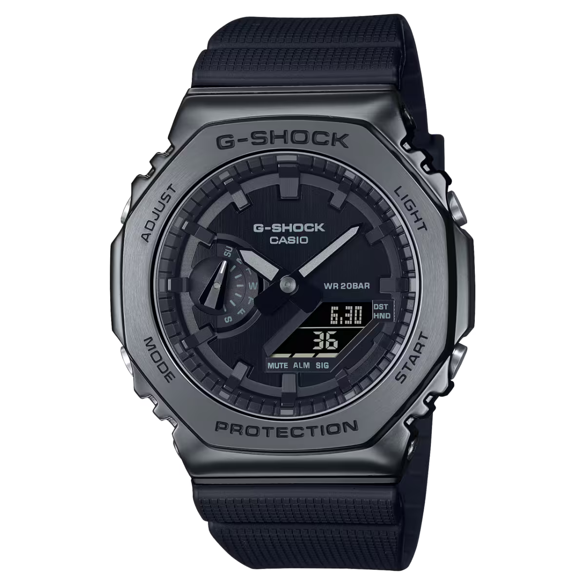 Casio G-Shock Analog Digital Black Strap Men's Watch, Black Dial, 49.3 × 44.4 × 11.8 mm