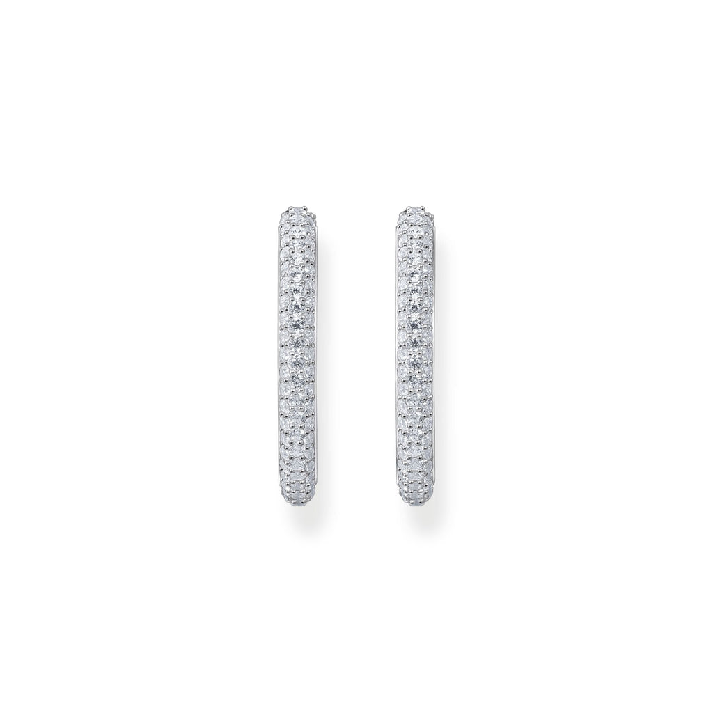 THOMAS SABO Large thin hoop earrings with white zirconia