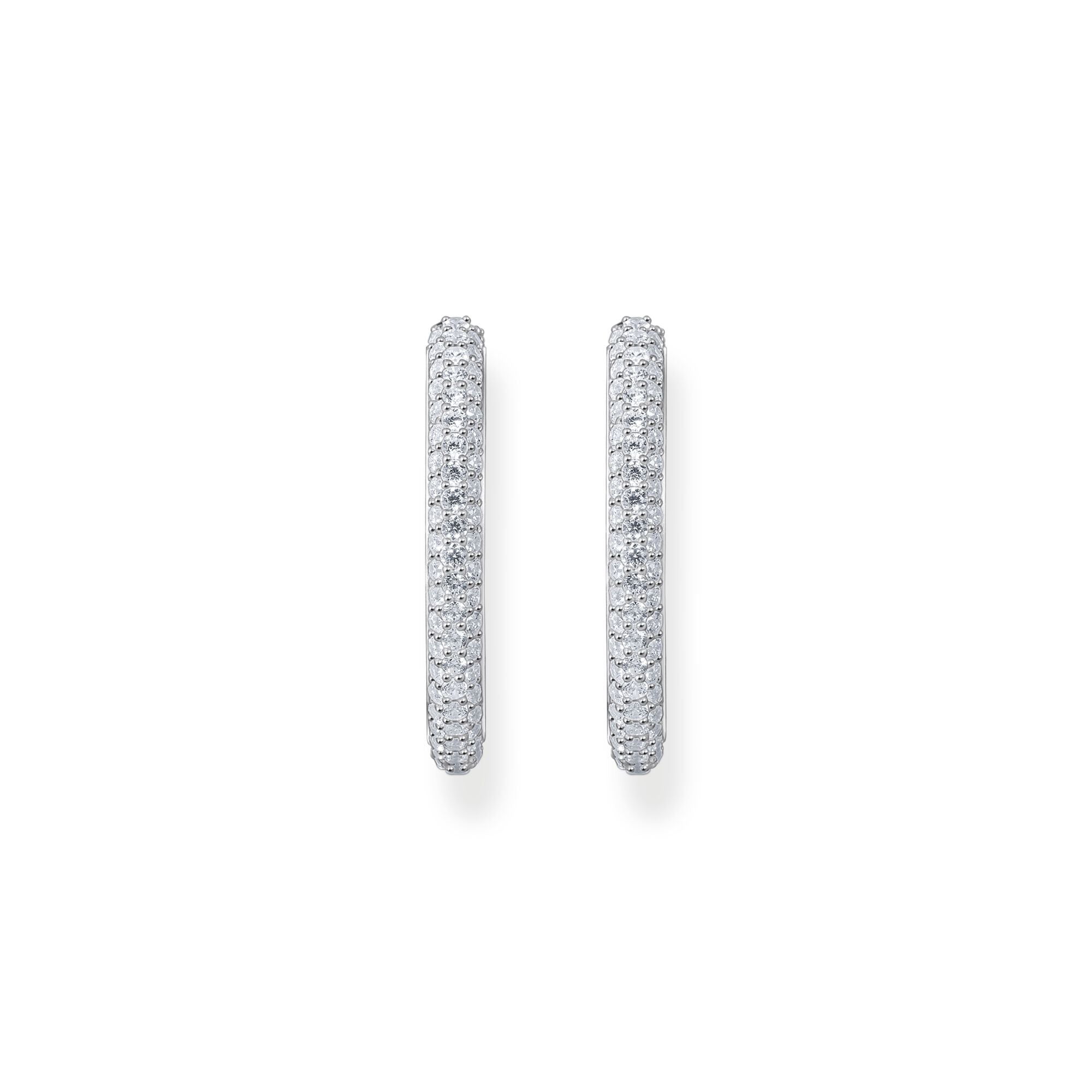 THOMAS SABO Large thin hoop earrings with white zirconia