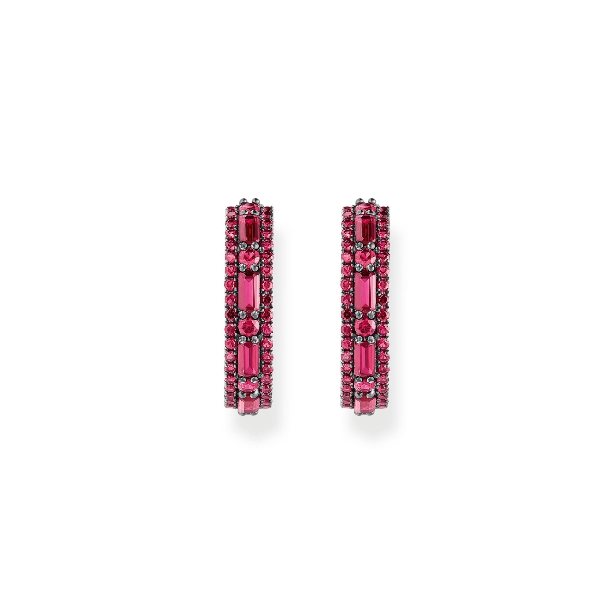 THOMAS SABO Hoop earrings with ruby red stones