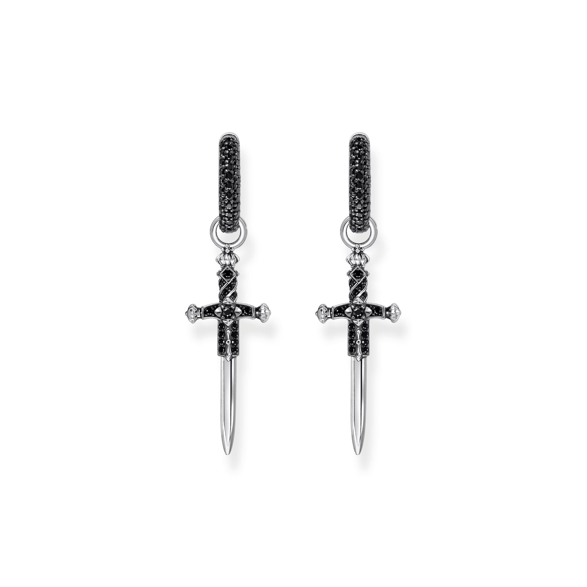 THOMAS SABO Single hoop earring with sword & black stones