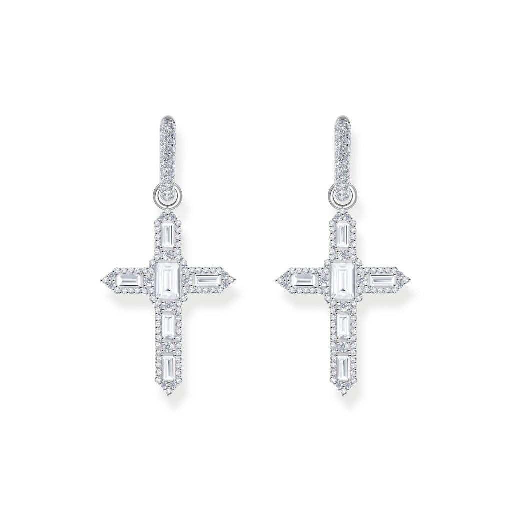 THOMAS SABO Single Cross hoop earring with white zirconia