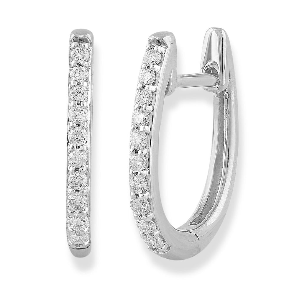 Huggie Earrings with 0.15ct Diamonds in 9K White Gold