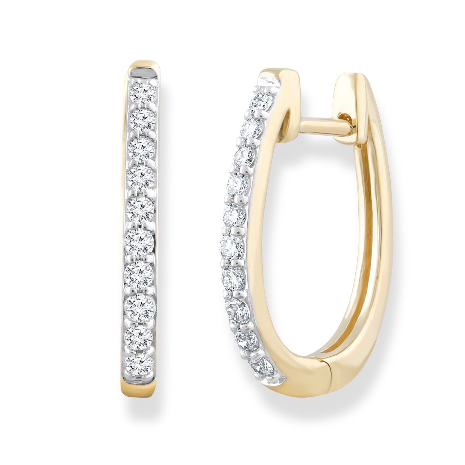 Huggie Earrings with 0.25ct Diamonds in 9K Yellow Gold