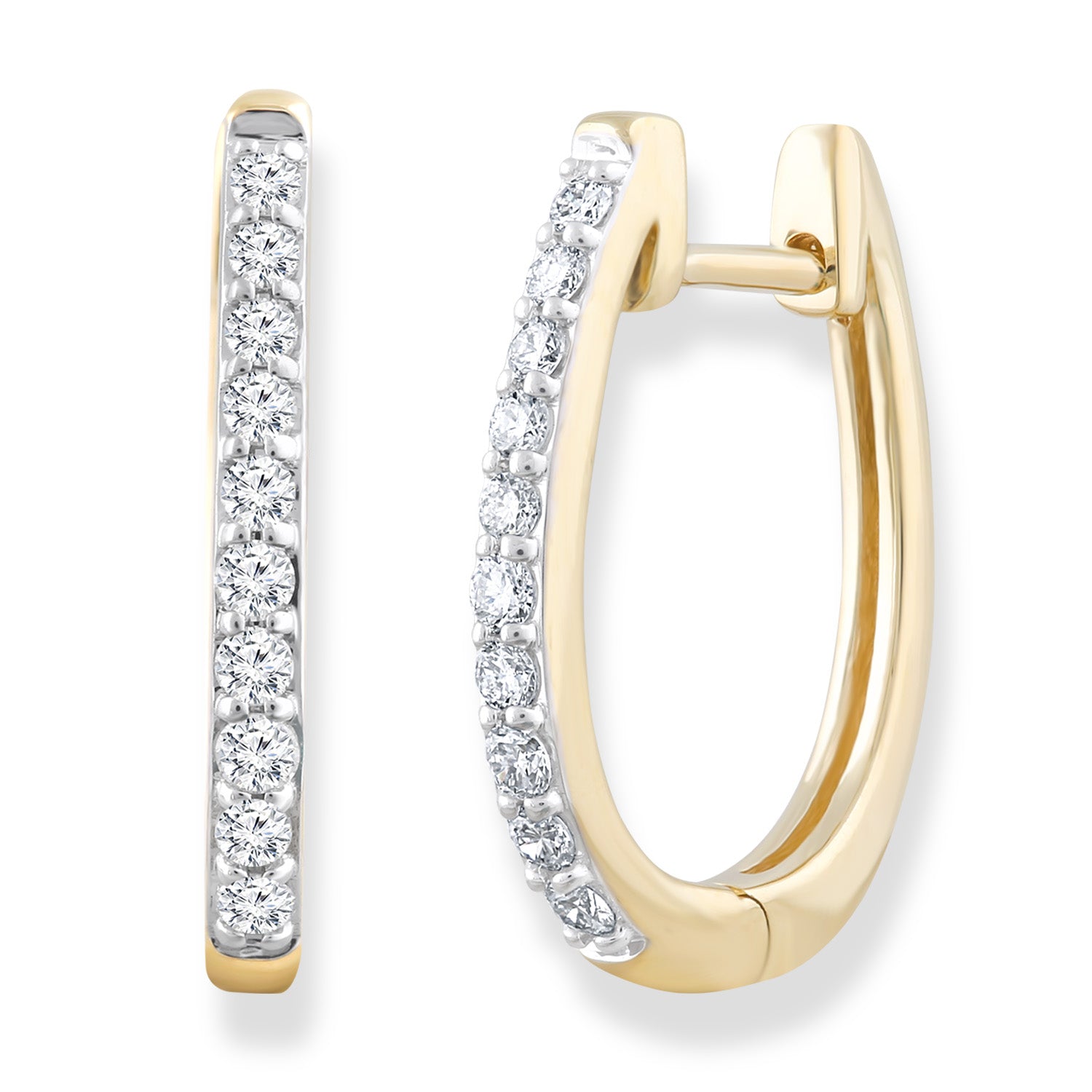 Huggie Earrings with 0.33ct Diamonds in 9K Yellow Gold