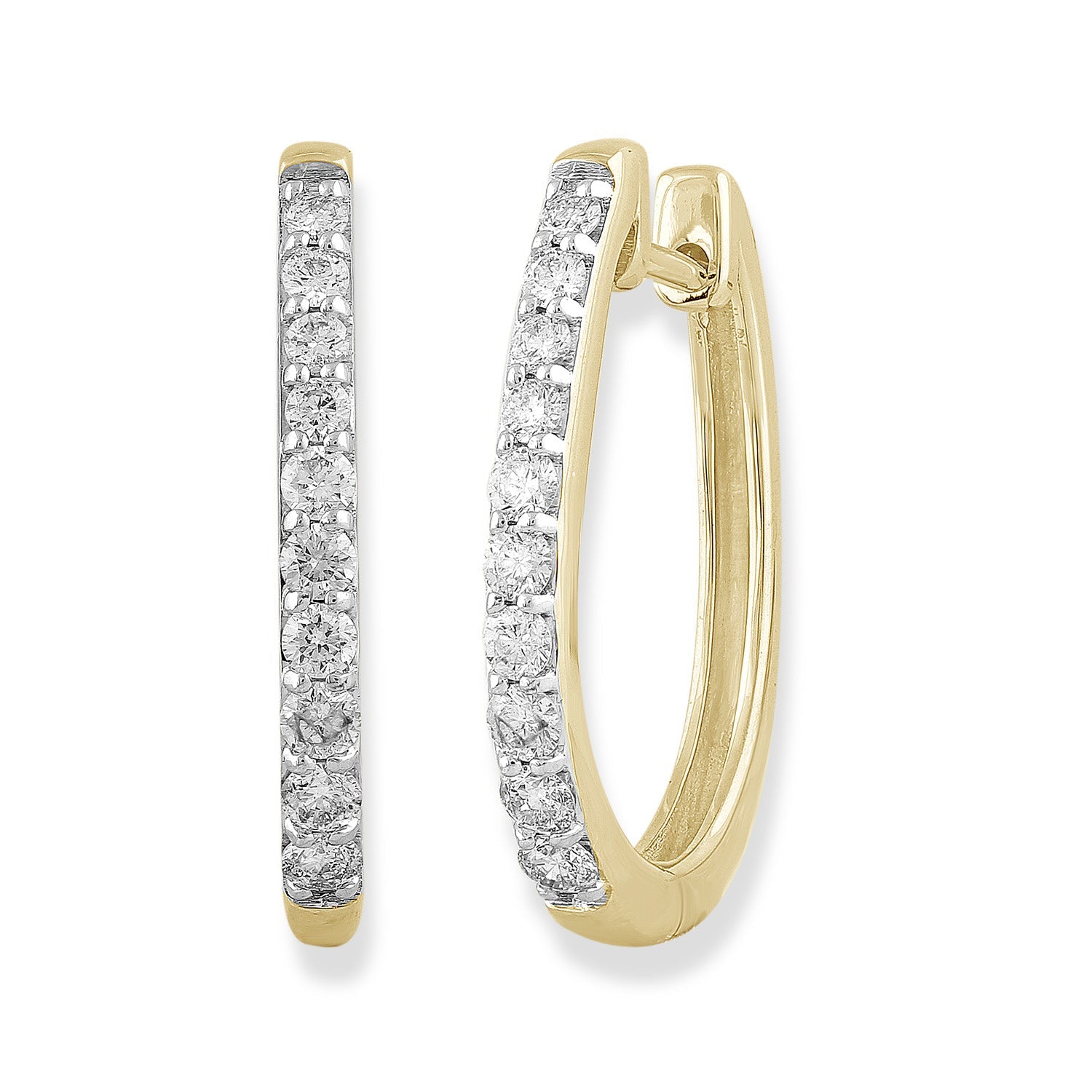 Huggie Earrings with 0.50ct Diamonds in 9K Yellow Gold