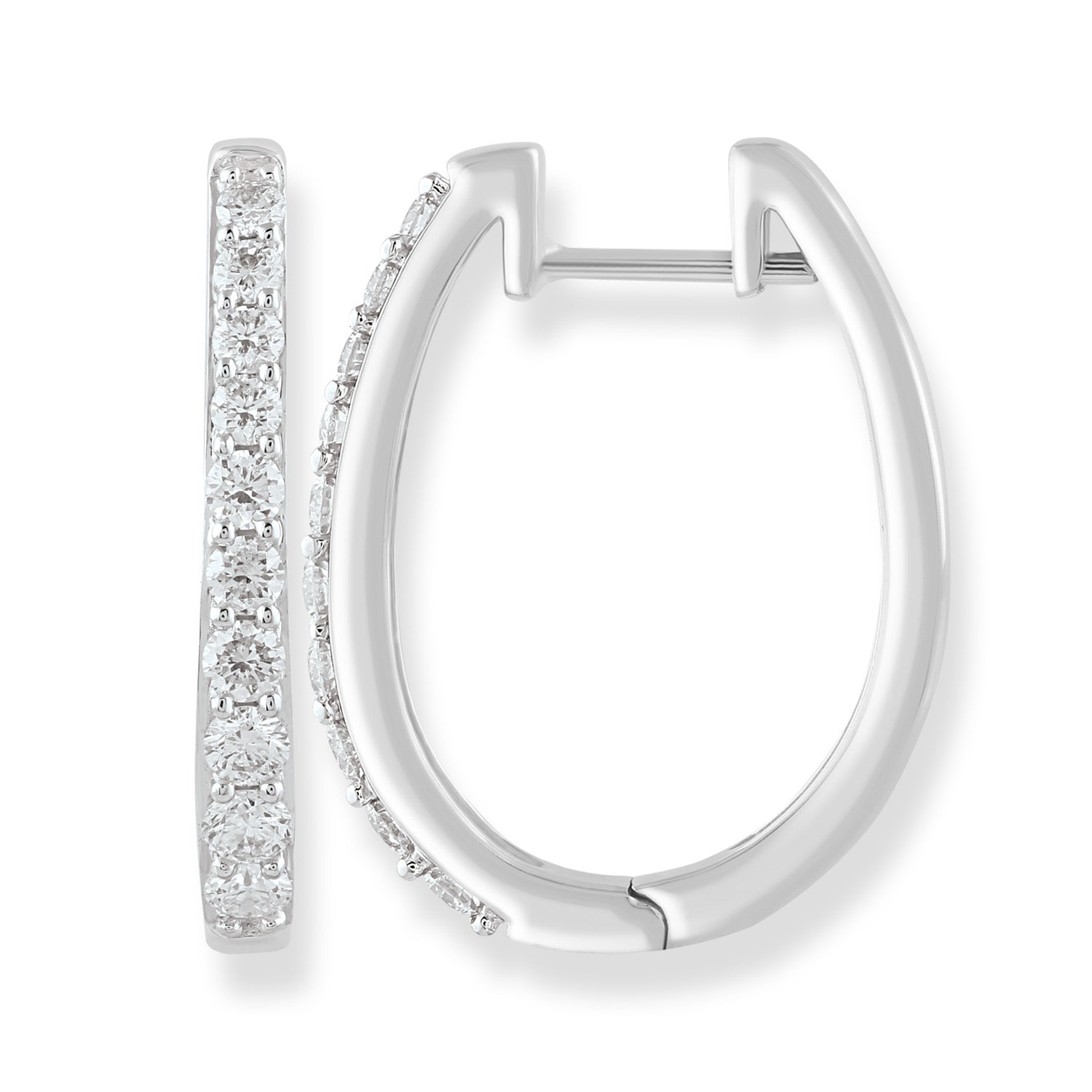 Huggie Earrings with 0.75ct Diamonds in 9K White Gold