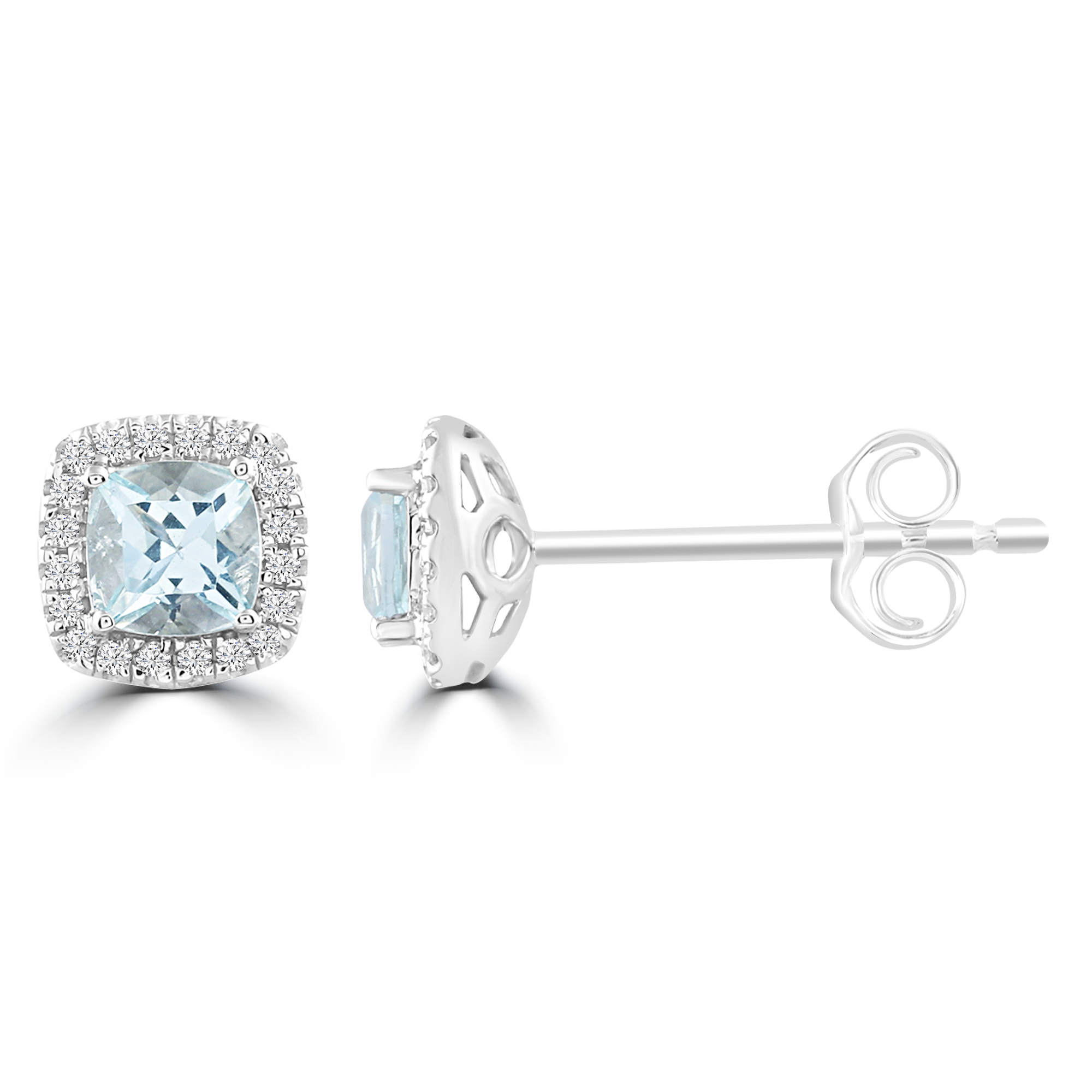 Aquamarine Earrings with 0.09ct Diamonds in 9K White Gold