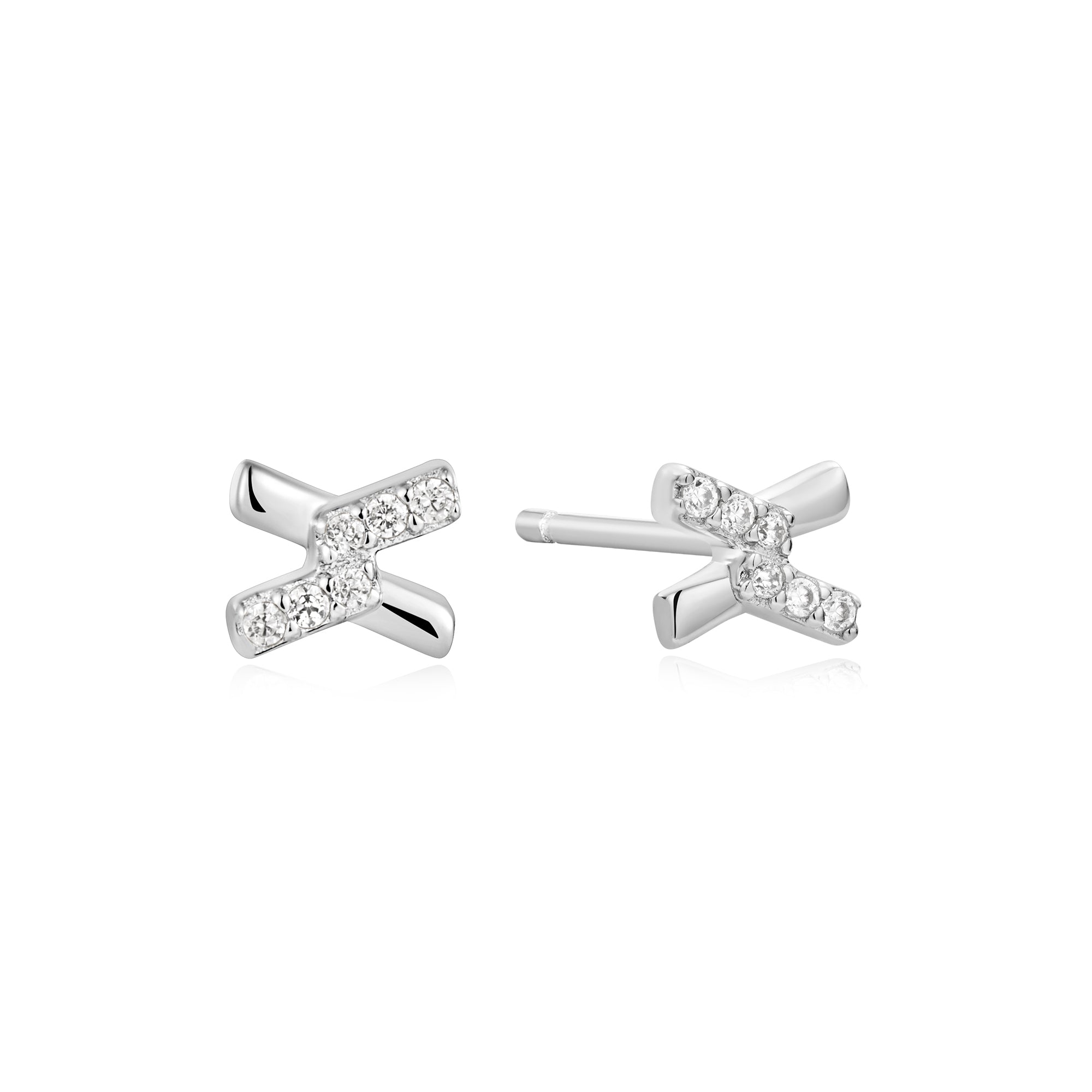 Ania Haie Silver Cross Cubic Zirconia Studs