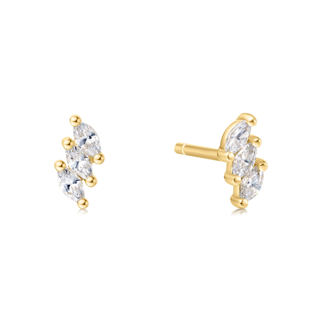 Ania Haie Gold Triple Marquise Stud Earrings