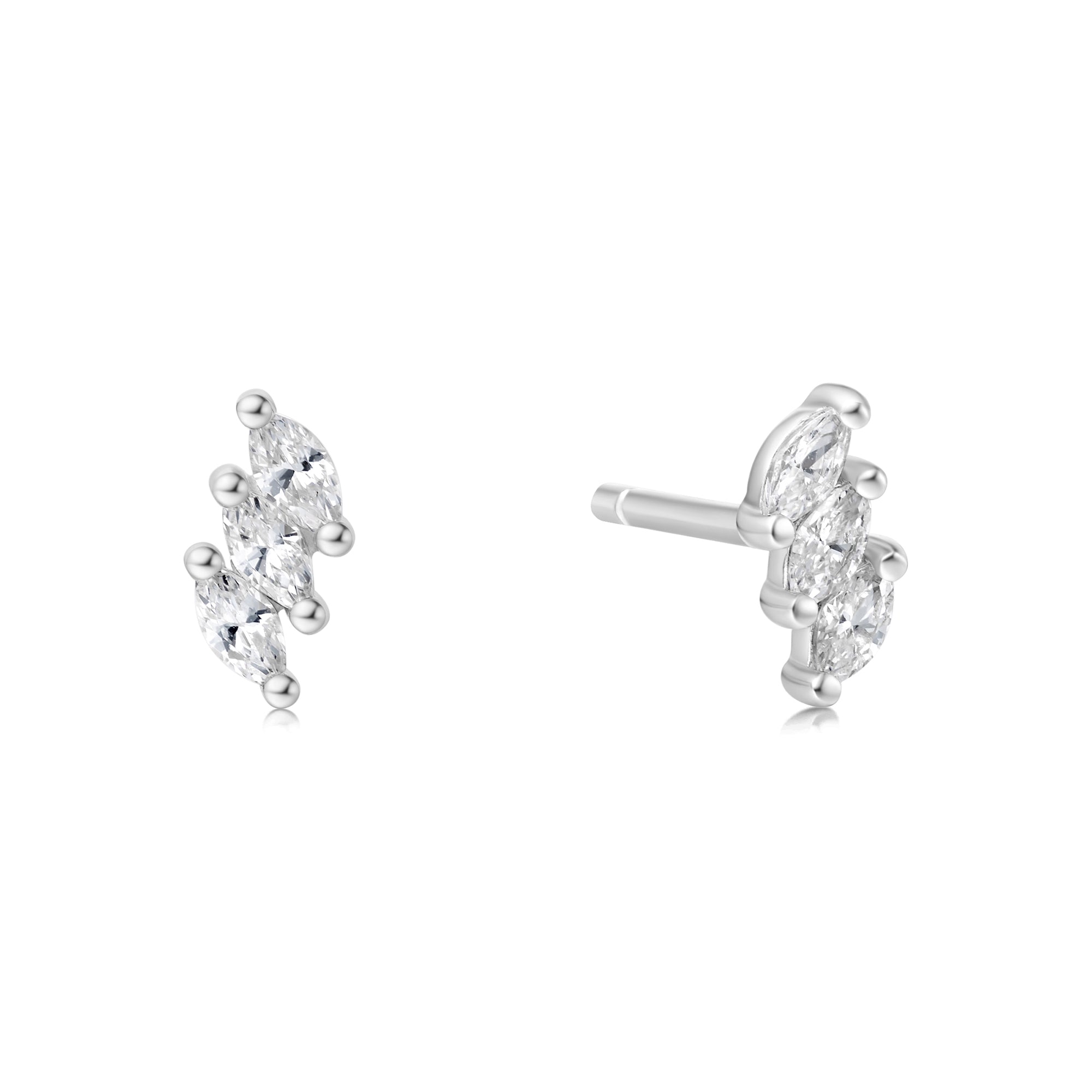 Ania Haie Silver Triple Marquise Stud Earrings