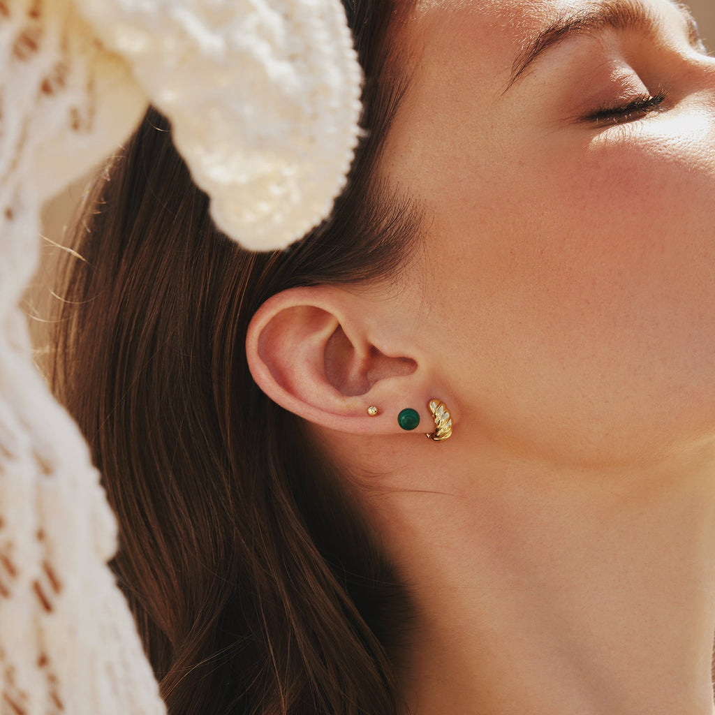 Ania Haie Gold Malachite Sphere Stud Earrings