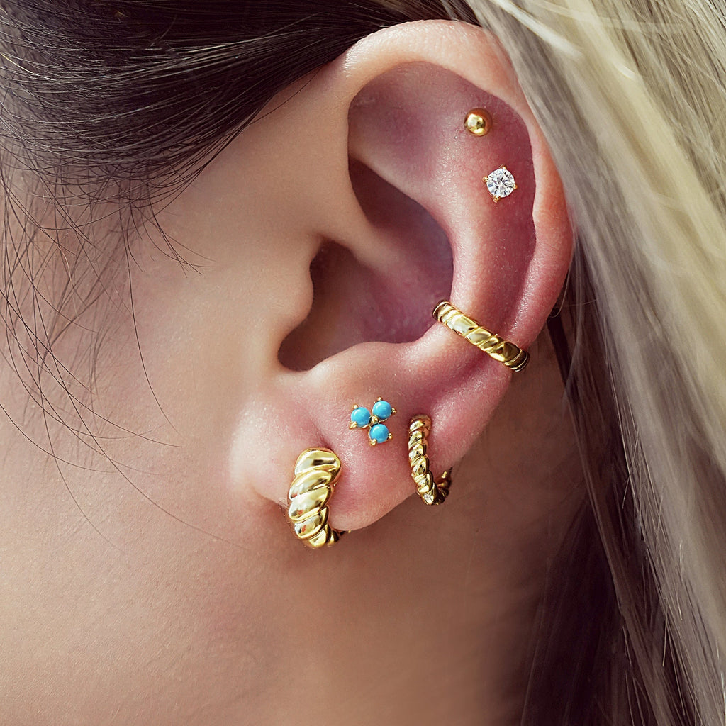 Ania Haie Gold Bold Texture Small Huggie Hoop Earrings