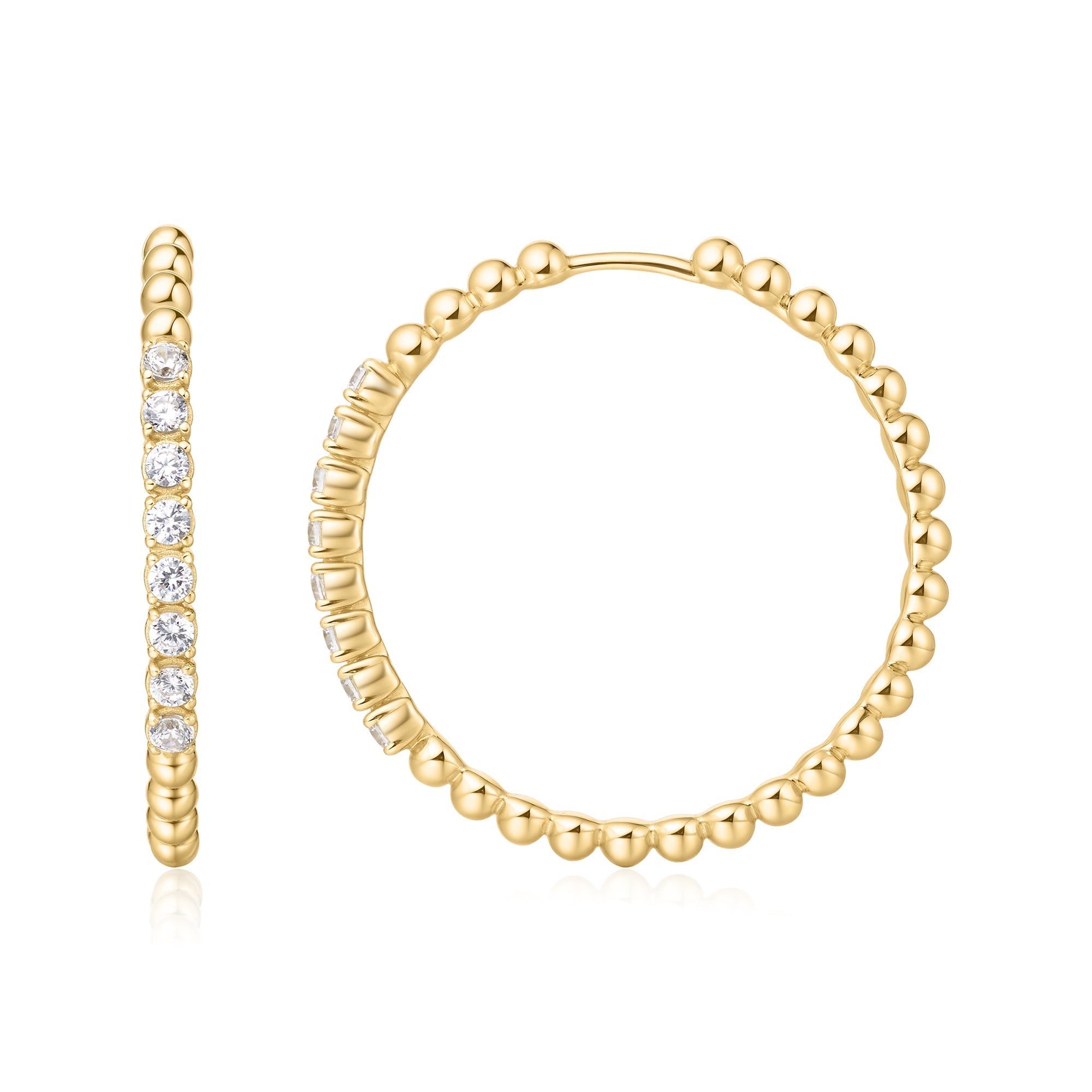 Ania Haie Gold Large Claw Sphere Beaded Hoop Earrings