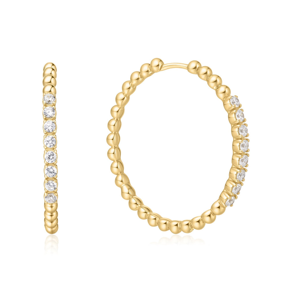 Ania Haie Gold Large Claw Sphere Beaded Hoop Earrings