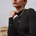 Ania Haie Silver Linked Shell Pearl Drop Pendant Necklace