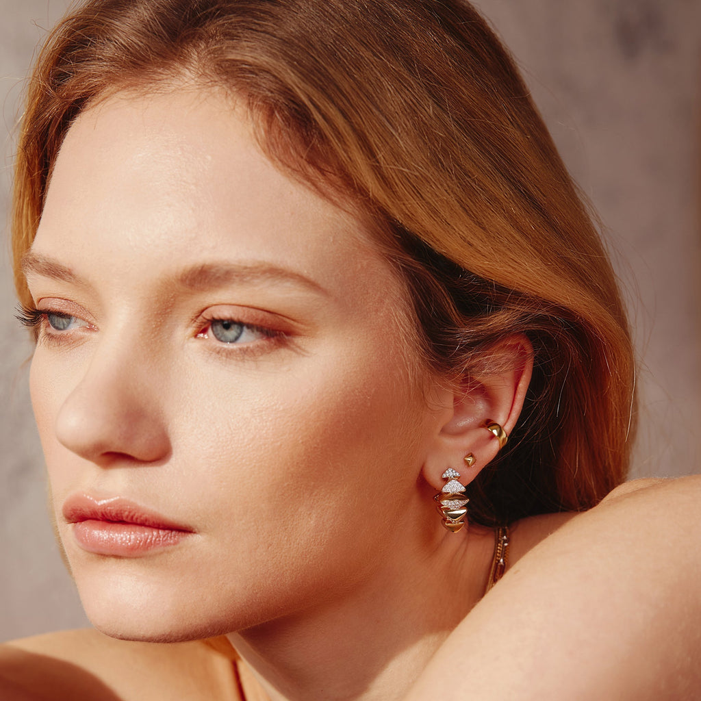 Ania Haie Two-Tone Sparkling Bold Puffy Spike Hoop Earrings