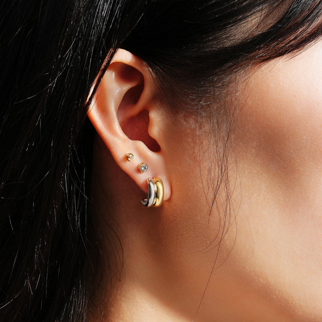 Ania Haie Two-Tone Duet Mixed Huggie Hoop Earrings