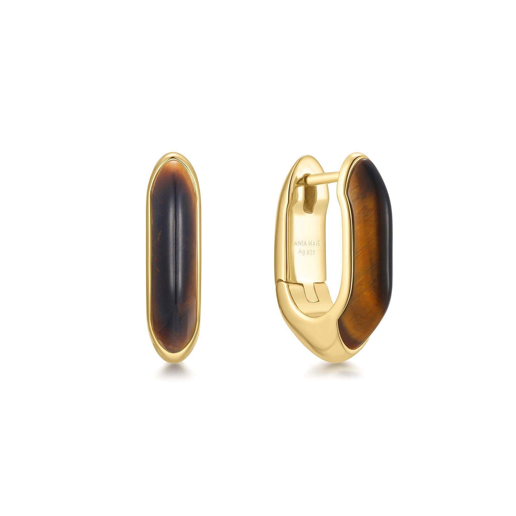 Ania Haie Gold Tiger Eye Huggie Hoop Earrings