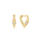 Gold Mini Heart Clasp Huggie Hoop Earrings