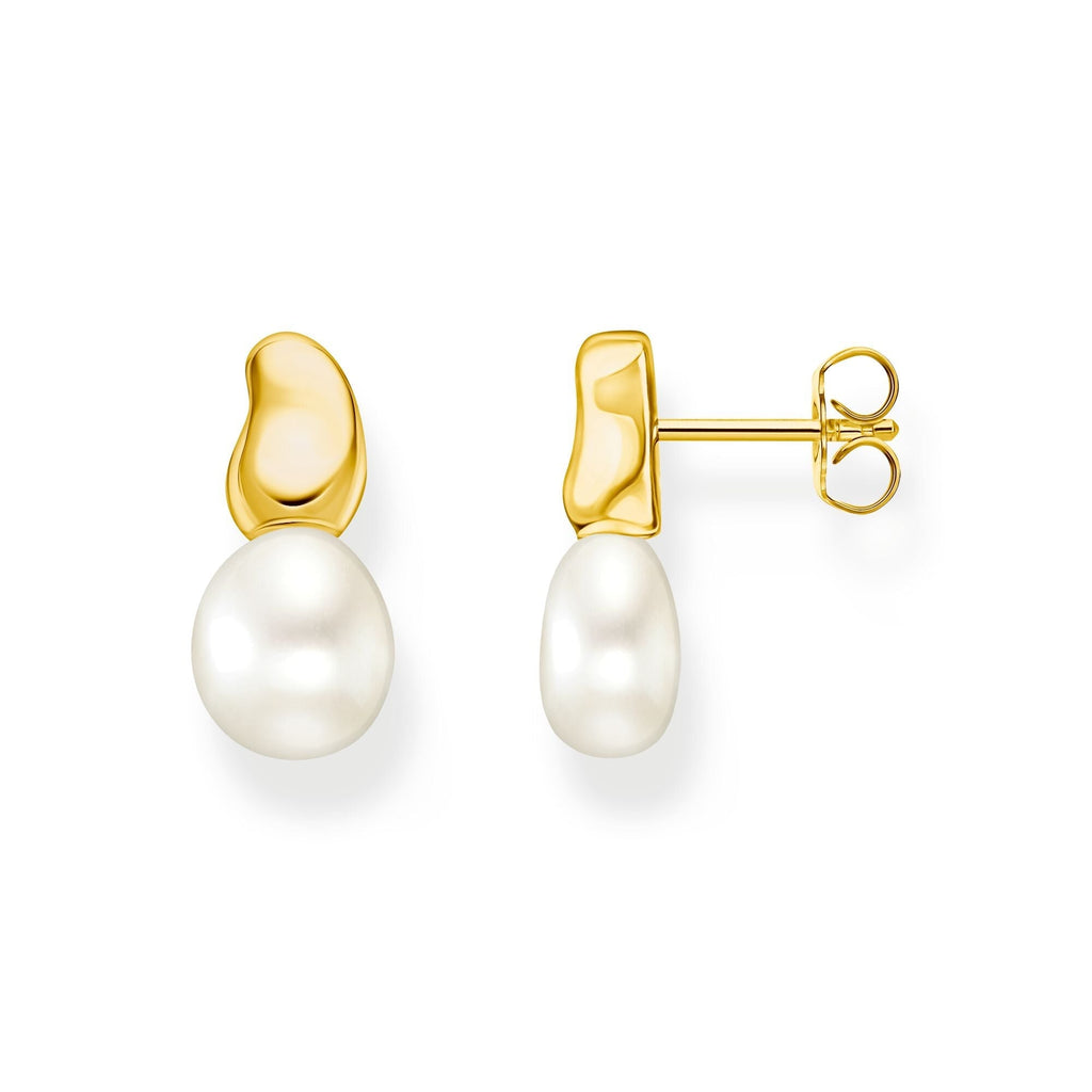 THOMAS SABO Ear Studs with Freshwater Pearl Drop in Gold