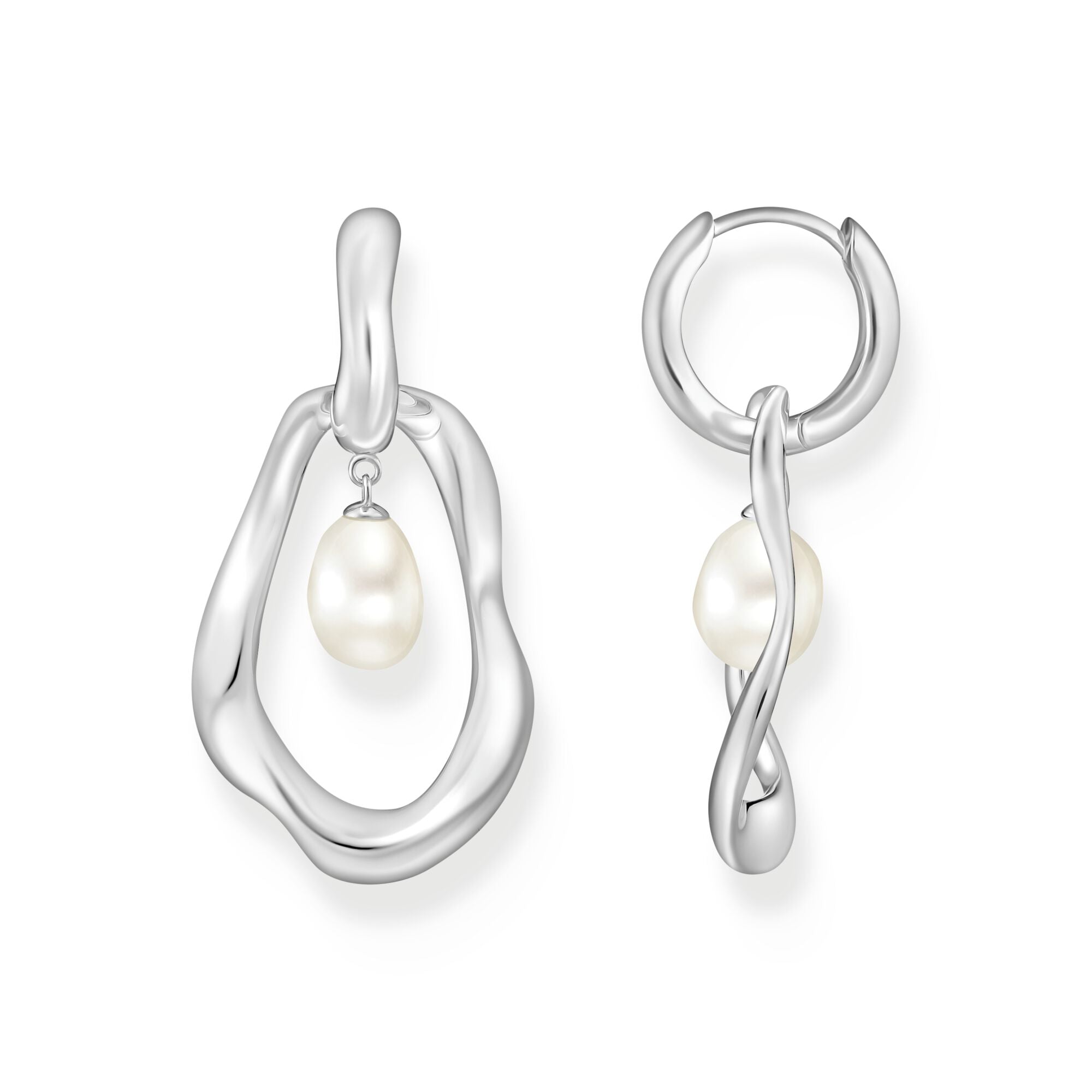THOMAS SABO Hoop Earrings with Freshwater Pearls In Silver