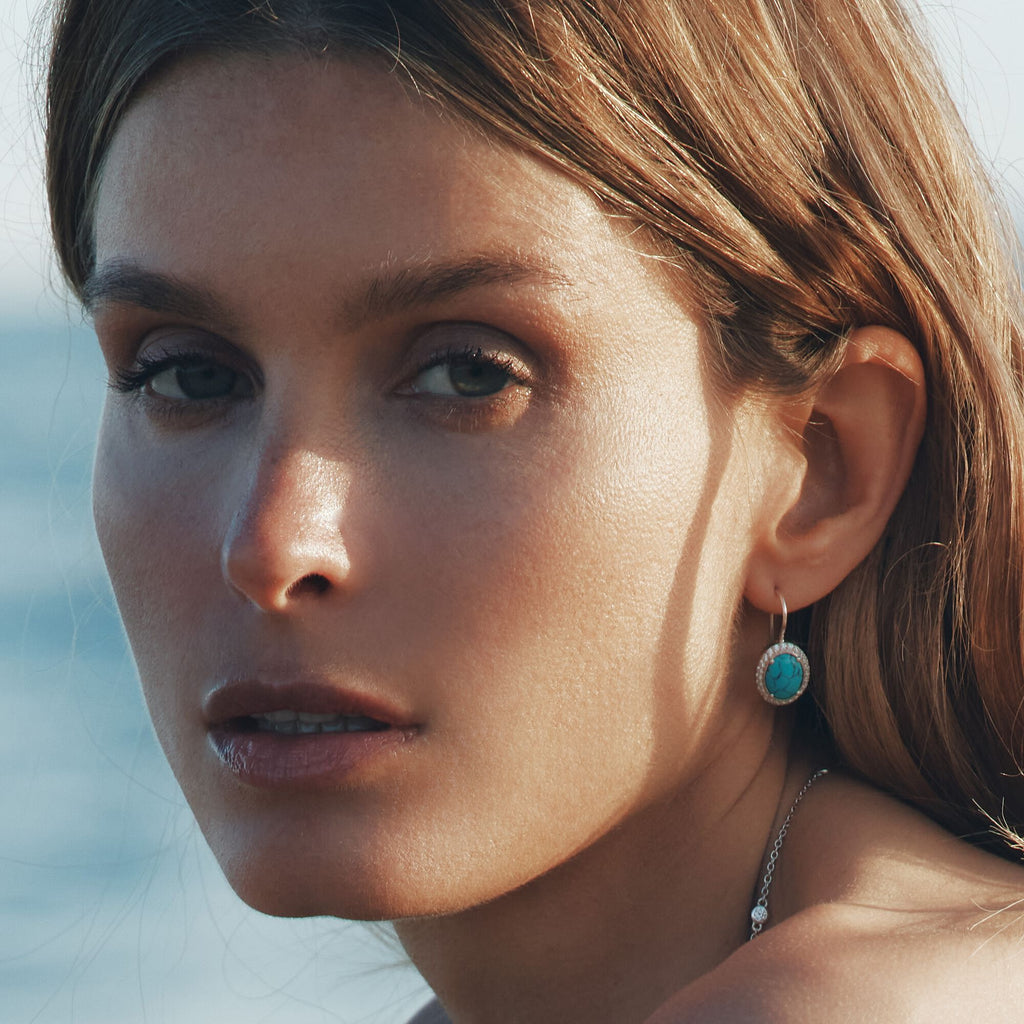 THOMAS SABO Earrings with Turquoise Oval Stones