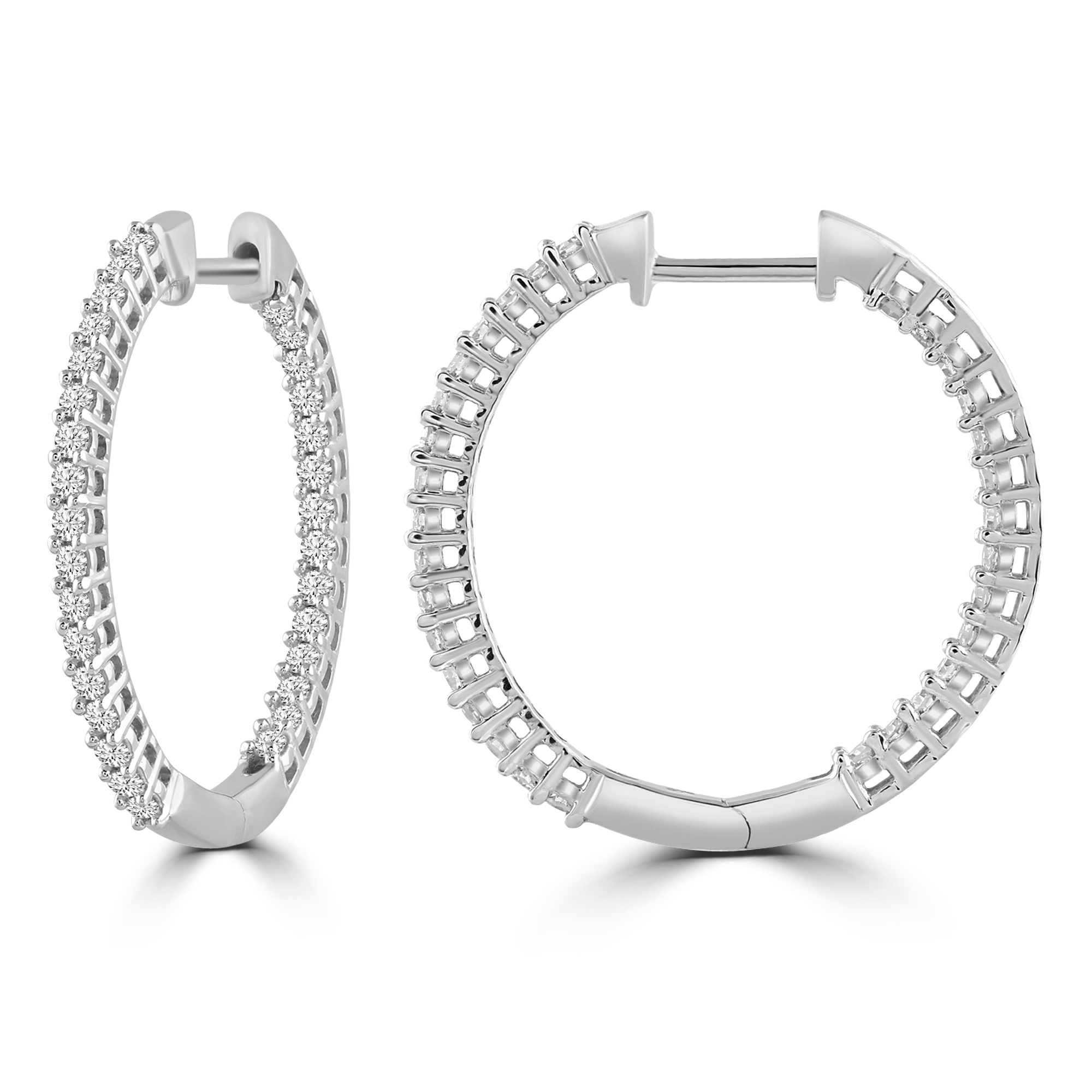 Inside Out Hoops with 0.25ct Diamonds in 9K White Gold