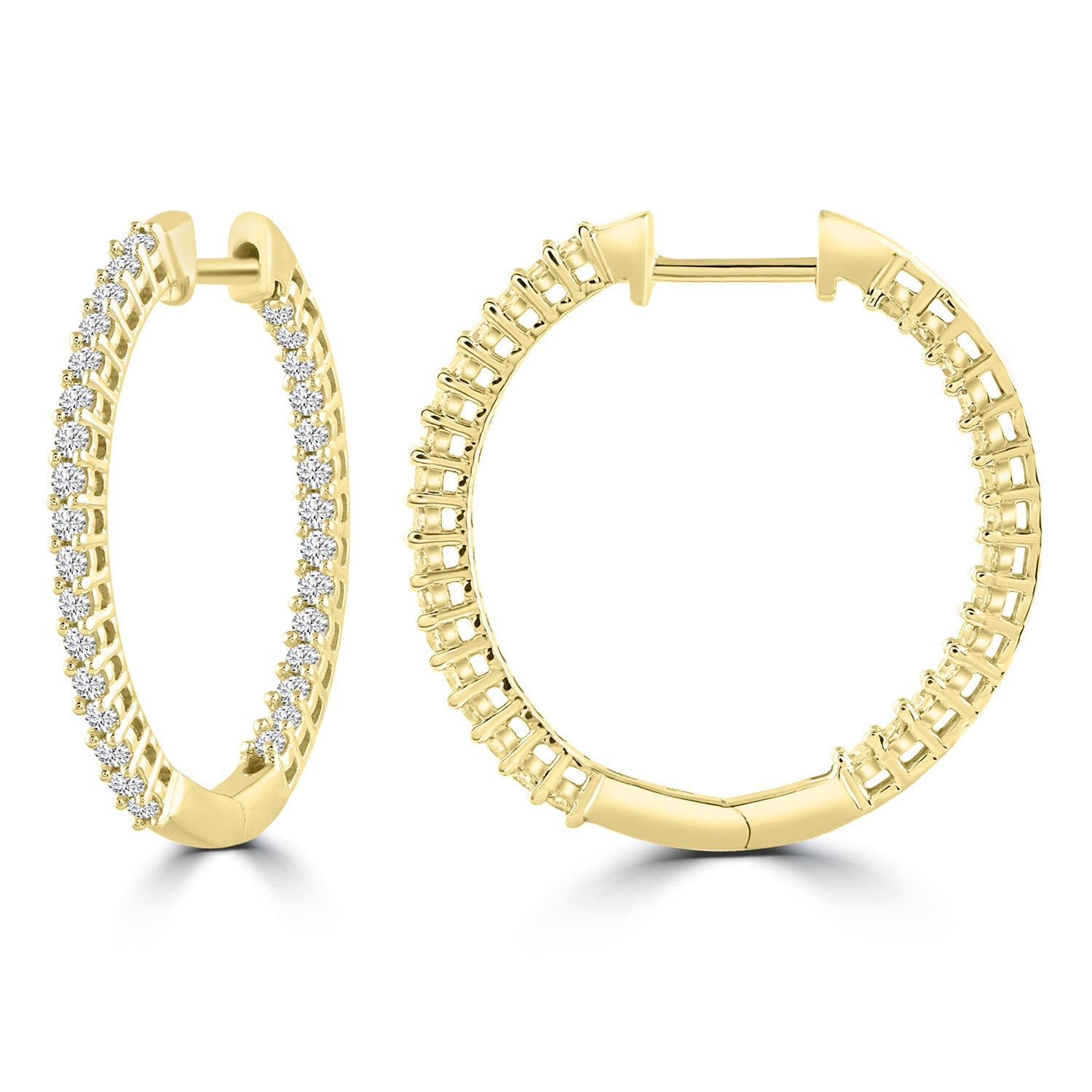 Inside Out Hoops with 0.25ct Diamonds in 9K Yellow Gold