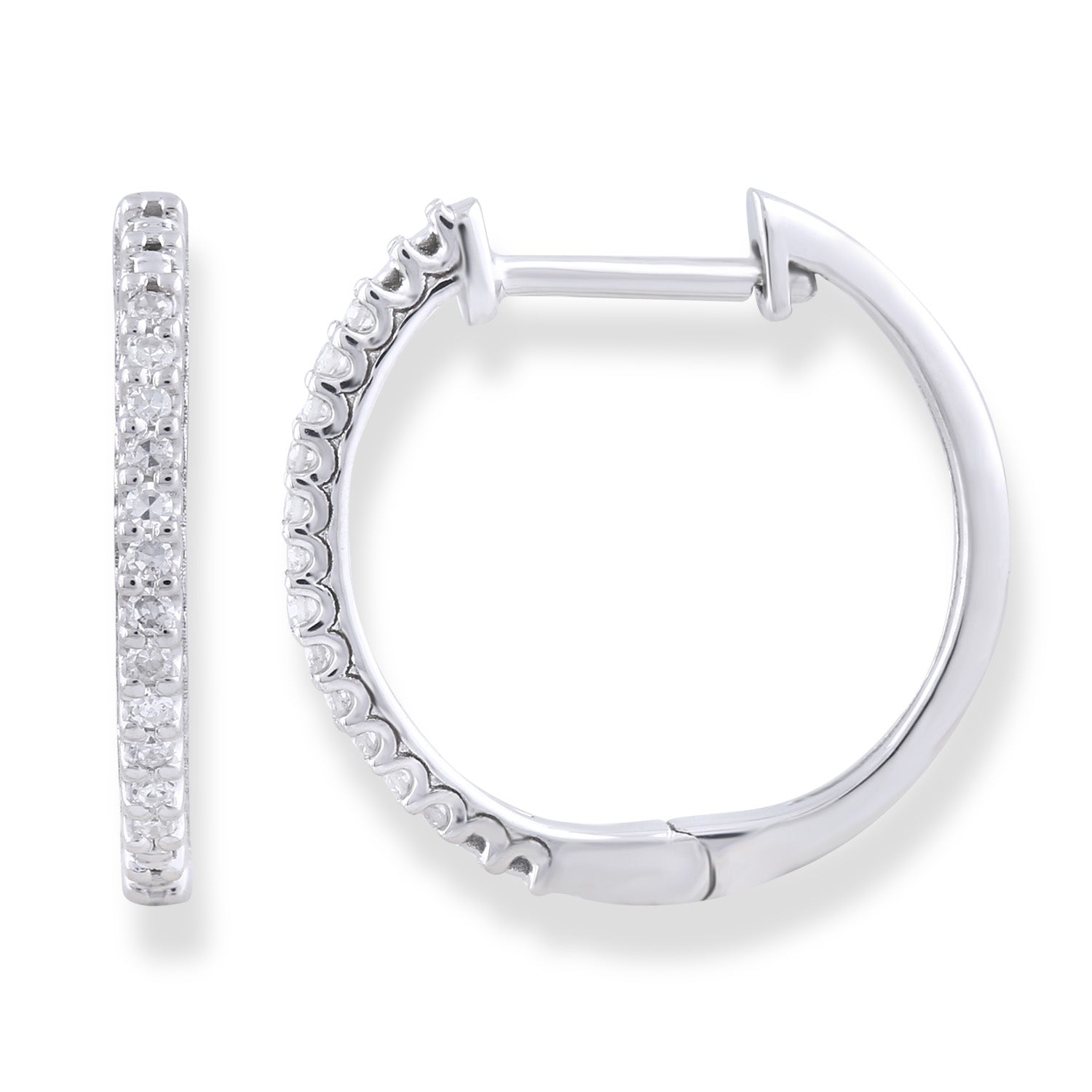 Hoop Earrings with 0.10ct Diamond in 9K White Gold