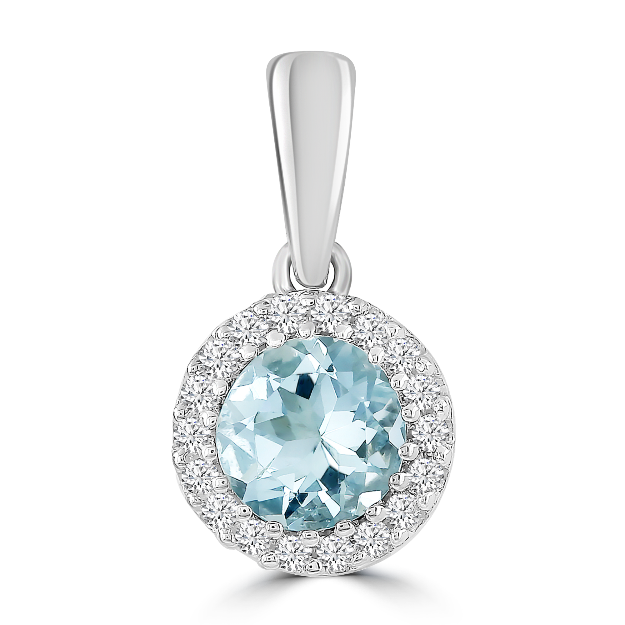 Aquamarine Pendant with 0.03ct Diamonds in 9K White Gold