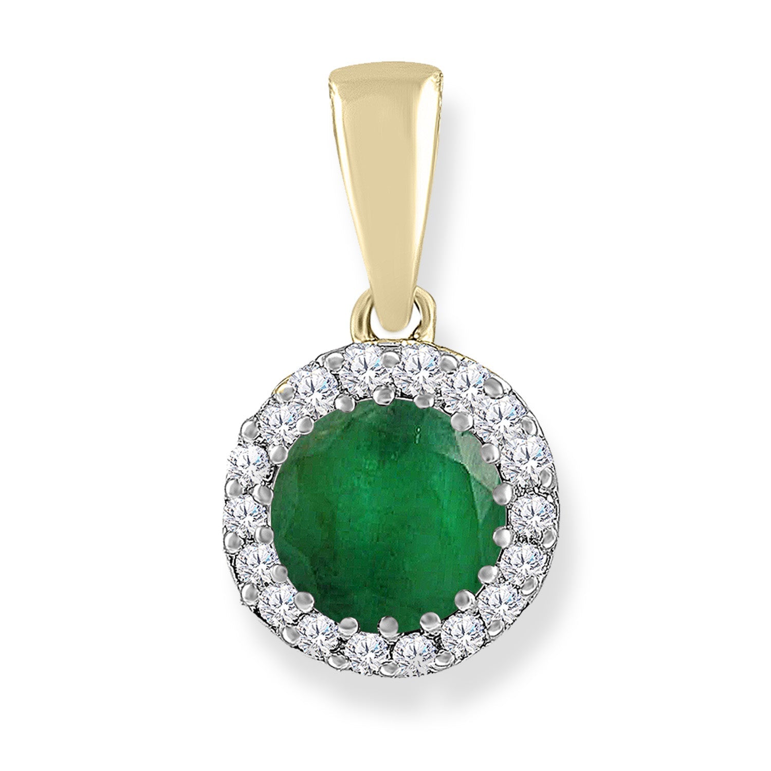 Emerald Pendants with 0.03ct Diamonds in 9K Yellow Gold