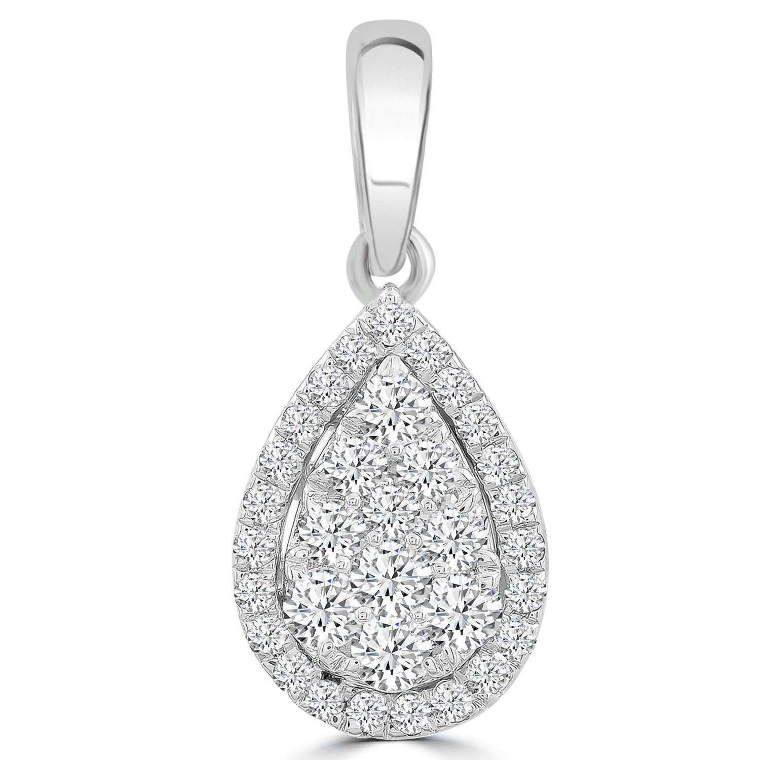 Pear Pendant with 0.25ct Diamonds in 9K White Gold