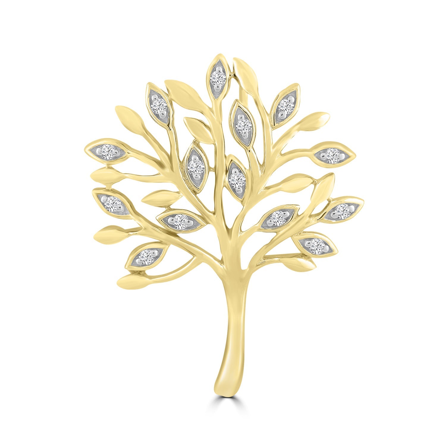 Tree Pendant with 0.05ct Diamond in 9K Yellow Gold