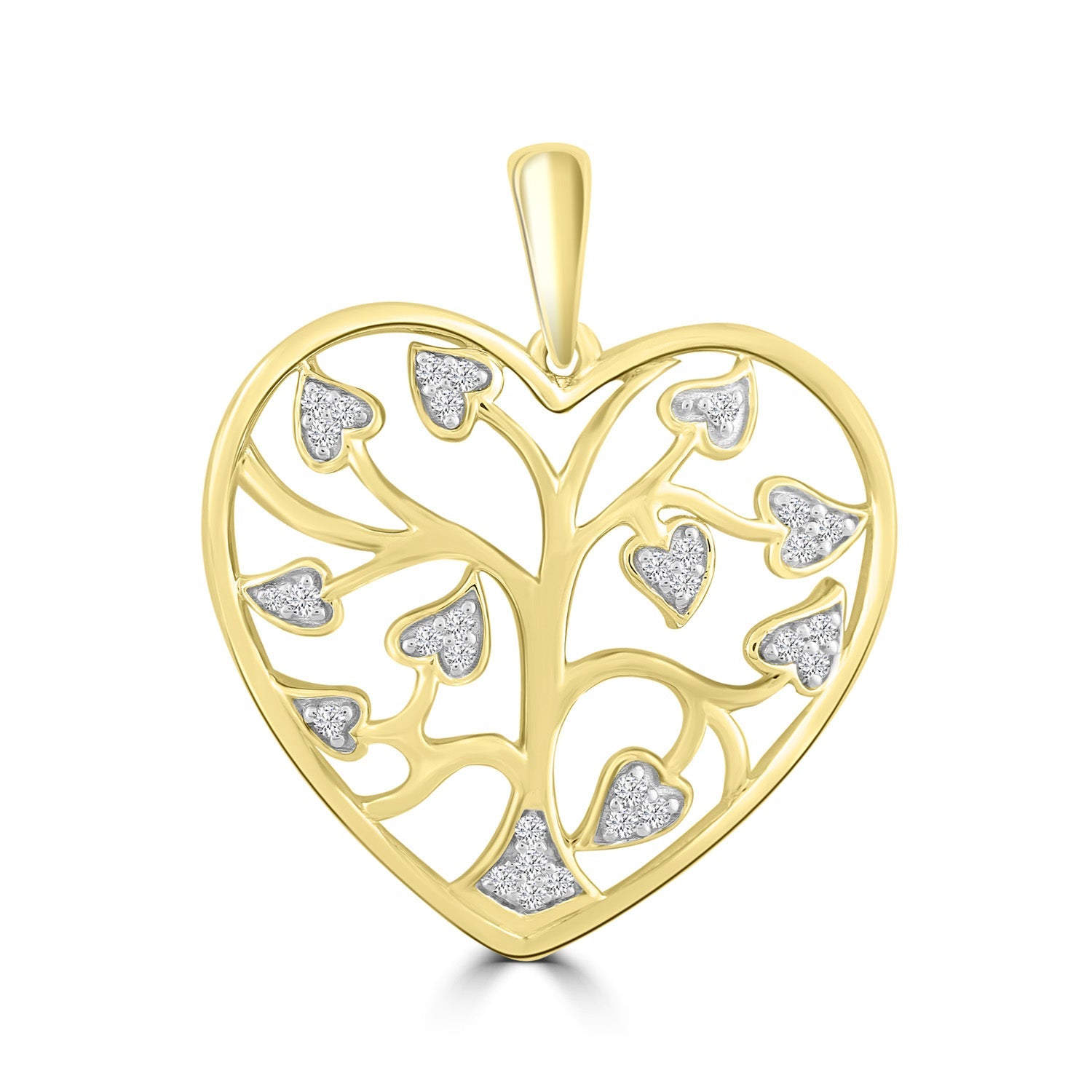 Tree Of Life Pendant with 0.10ct Diamond in 9K Yellow Gold