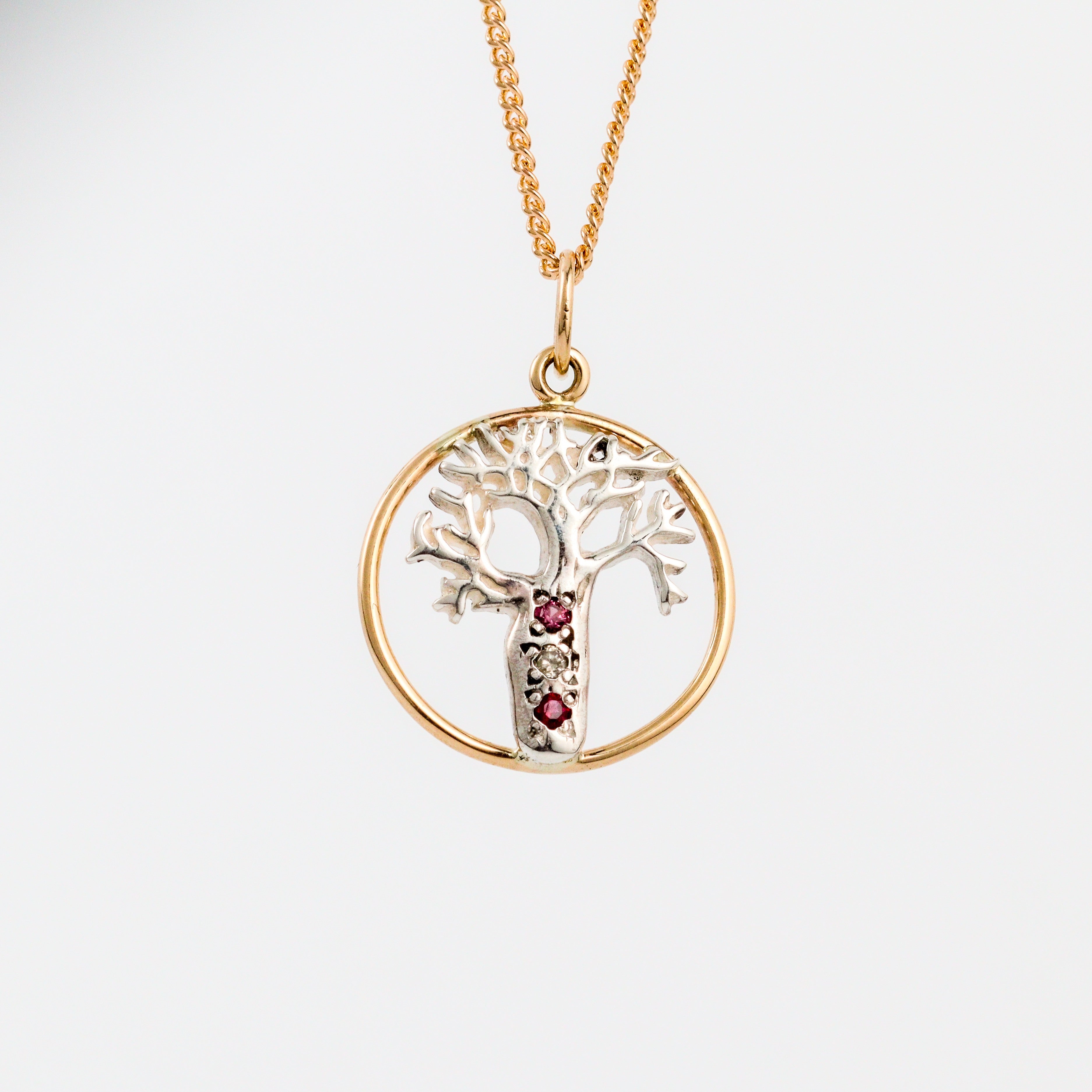Coral Bay Jewels – Two-Tone Boab Tree Ruby & Diamond Pendant
