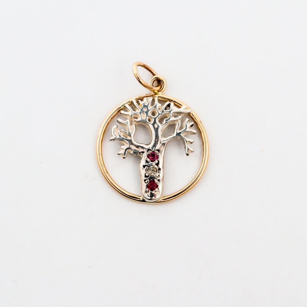 Coral Bay Jewels – Two-Tone Boab Tree Ruby & Diamond Pendant