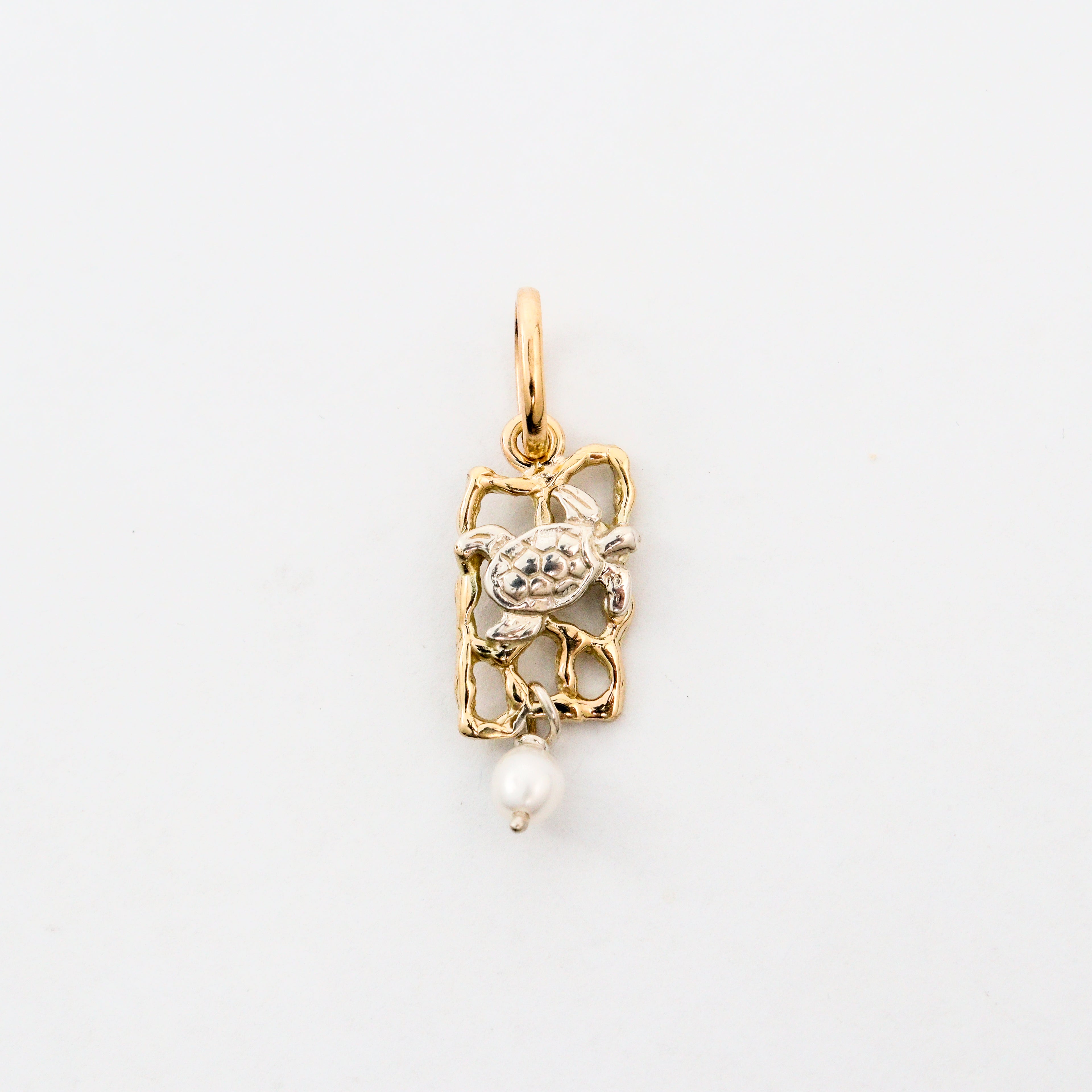 Coral Bay Jewels – Two-Tone Coral Reef Turtle Drop Pendant
