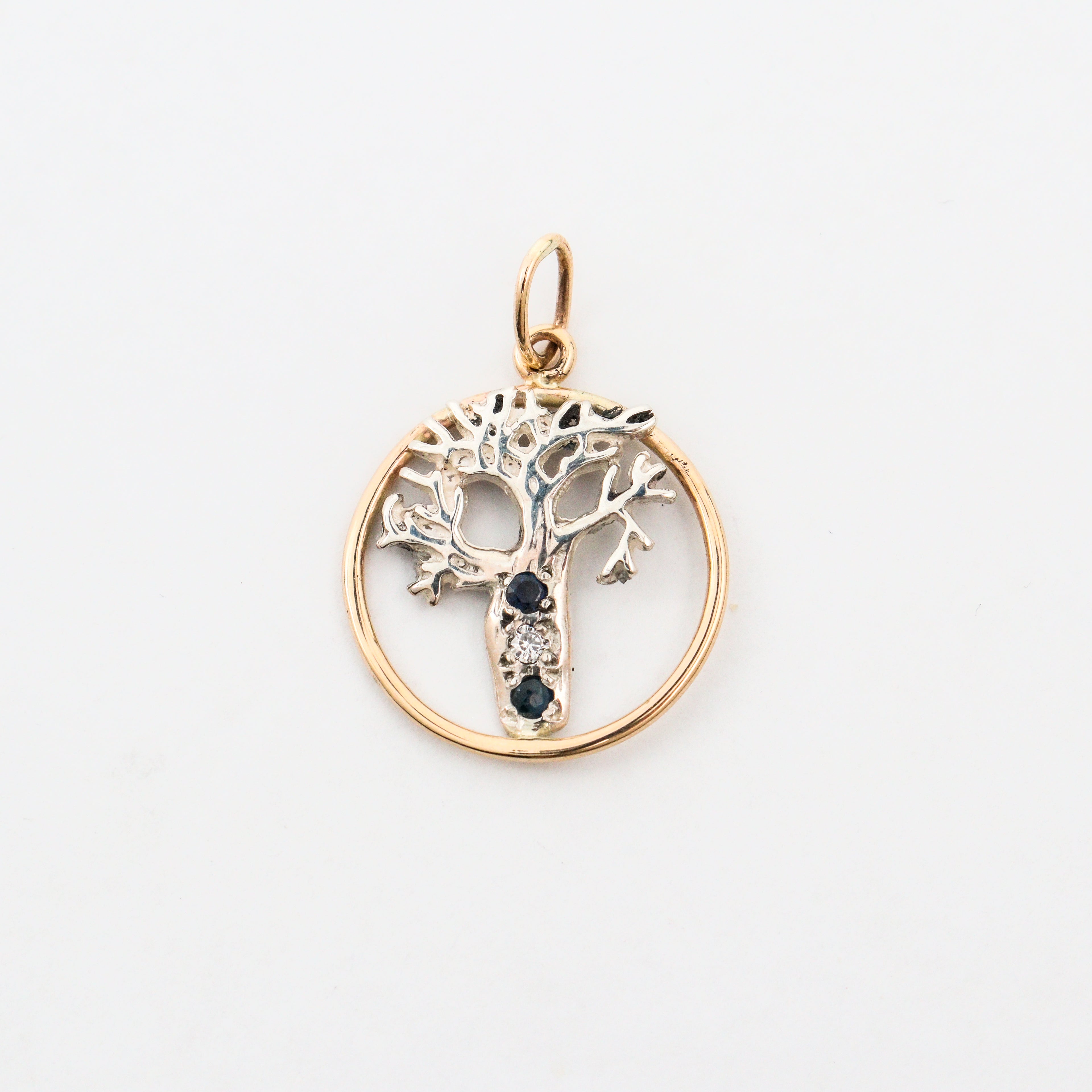 Coral Bay Jewels – Two-Tone Boab Tree Sapphire & Diamond Pendant