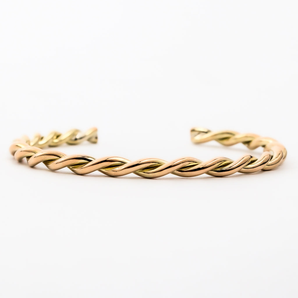 Leon Baker – Yellow Gold Twist Cuff Bangle