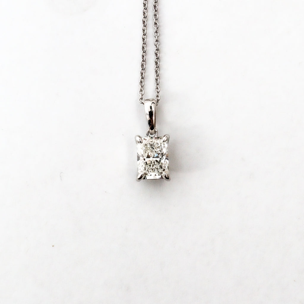 Leon Baker – White Gold Radiant Cut Lab Diamond Necklace