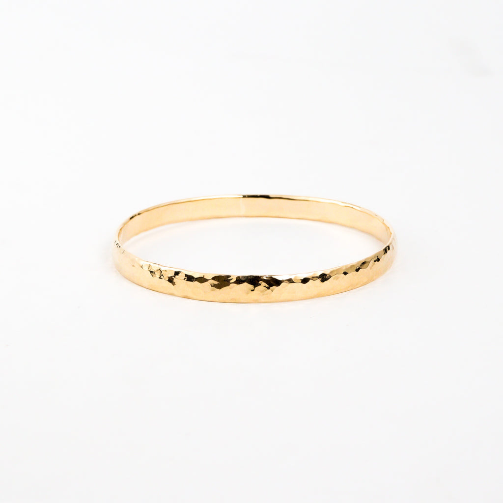 Leon Baker - Gold Handmade Hammered Bangle
