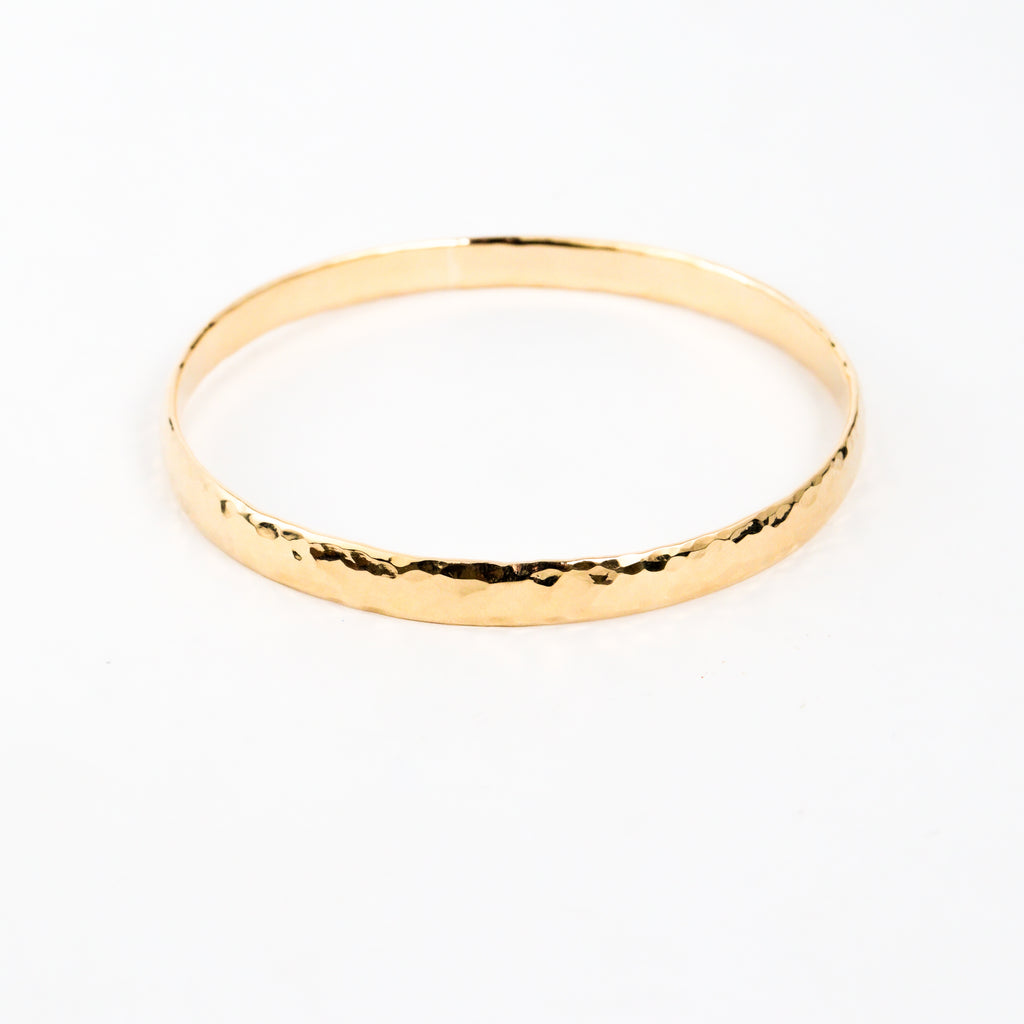 Leon Baker - Gold Handmade Hammered Bangle