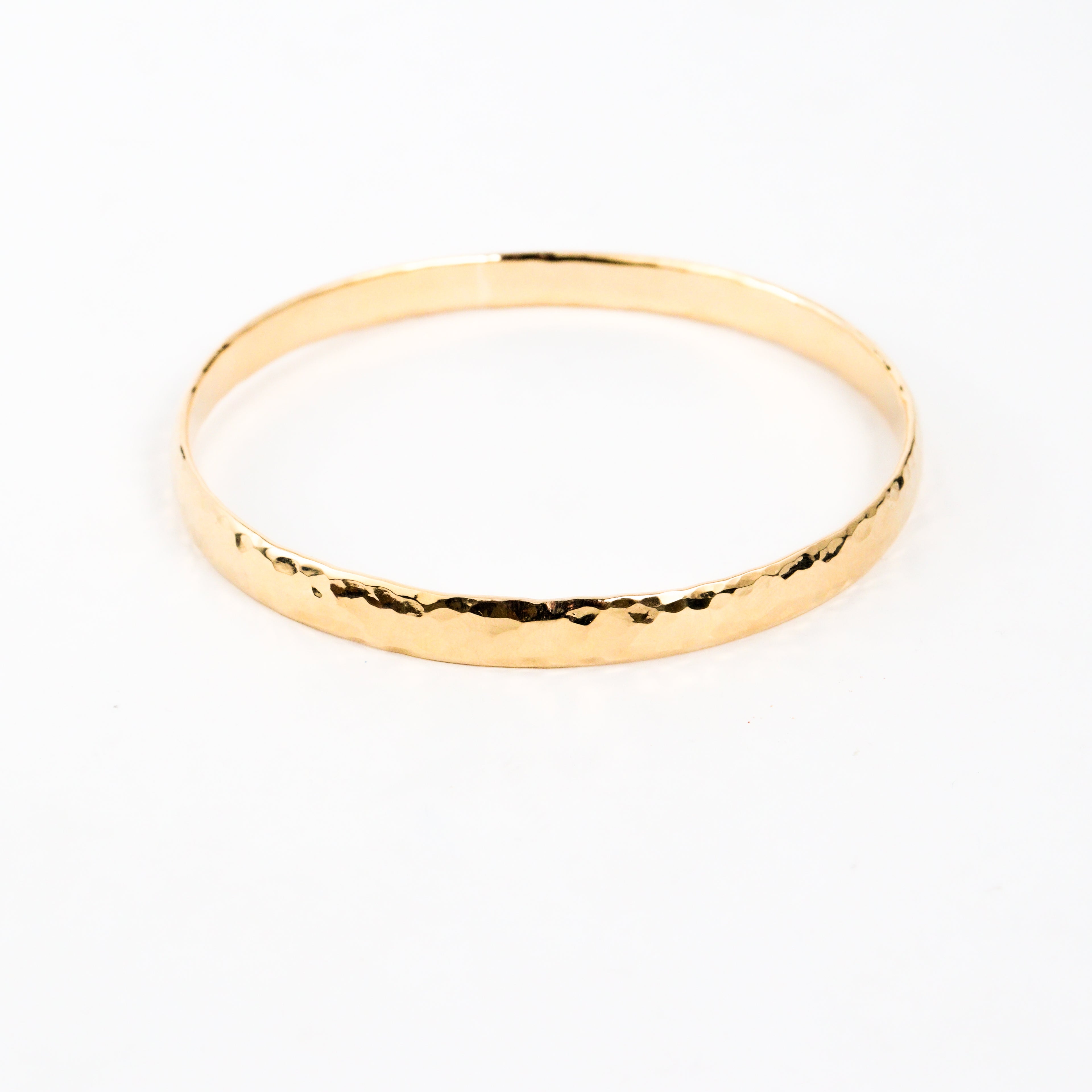 Leon Baker - Gold Handmade Hammered Bangle