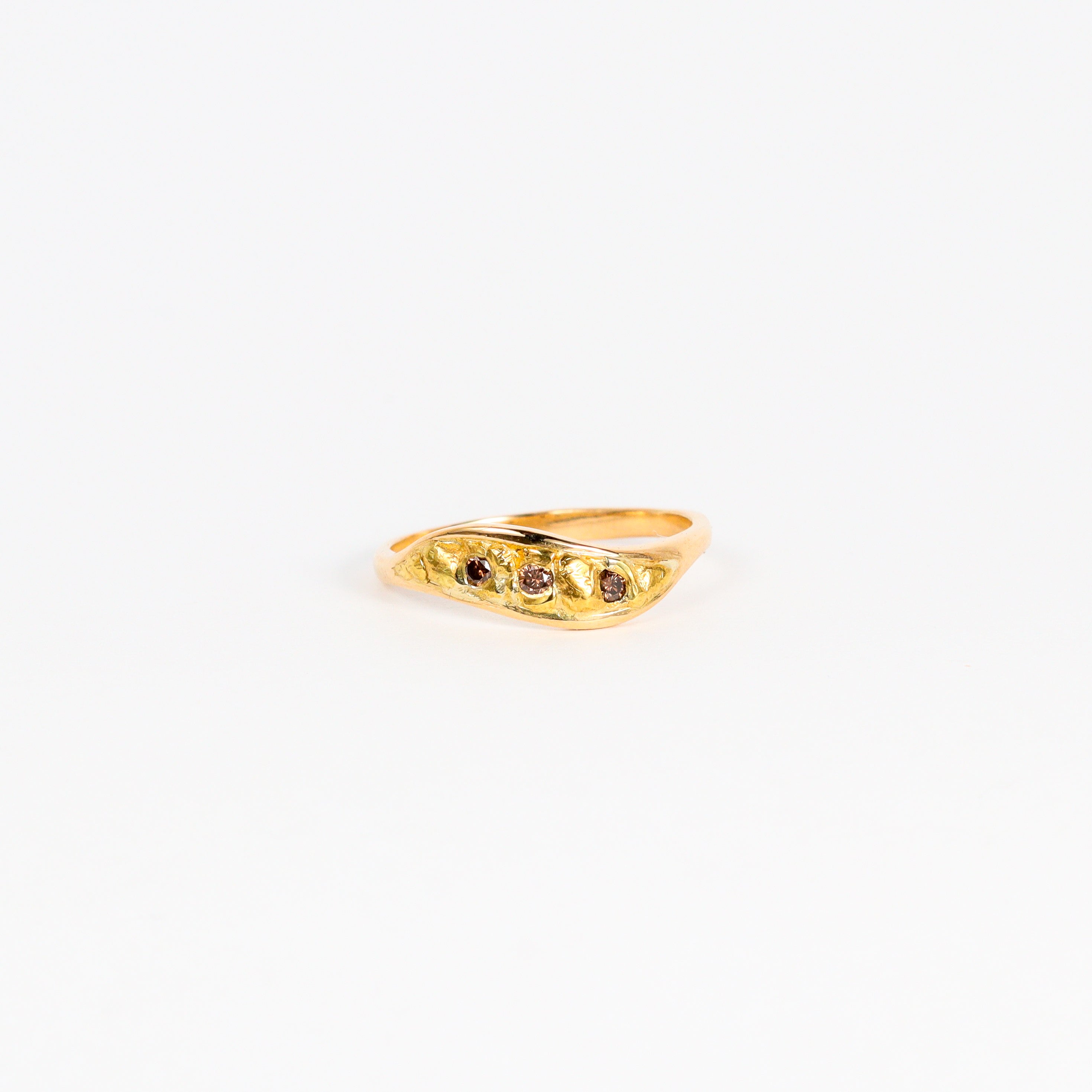 Leon Baker – 18K Yellow Gold Triple Champagne Diamond Ring
