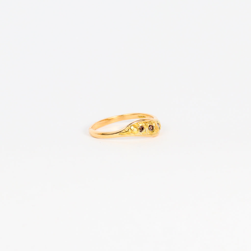 Leon Baker – 18K Yellow Gold Triple Champagne Diamond Ring