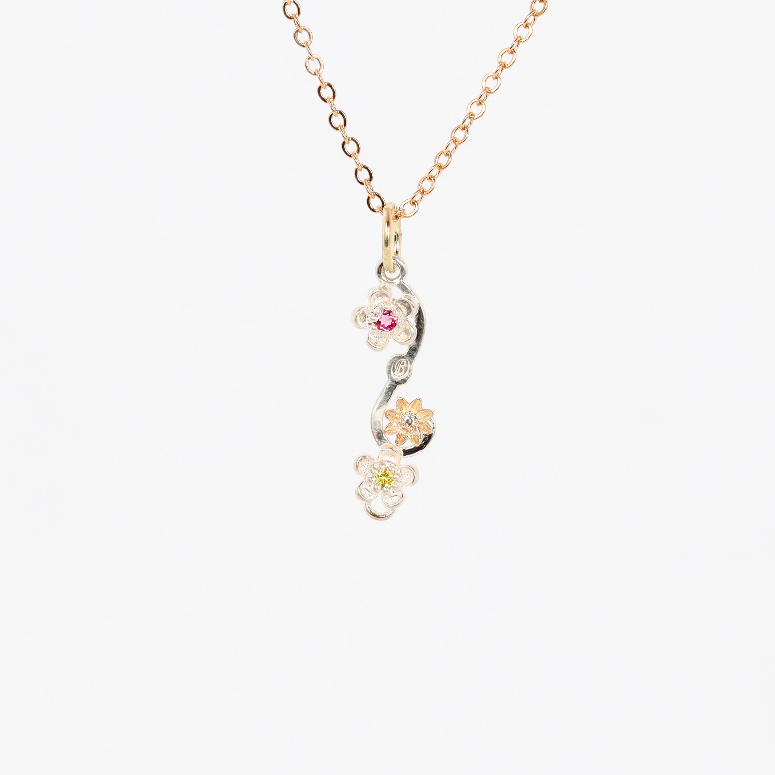 Leon Baker – Two-Tone Wildflower Sapphire & Diamond Pendant