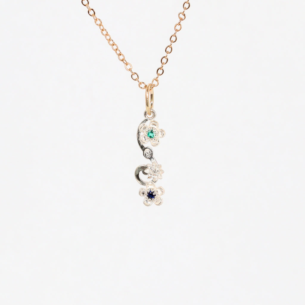 Leon Baker – Two-Tone Wildflower Sapphire & Emerald Pendant