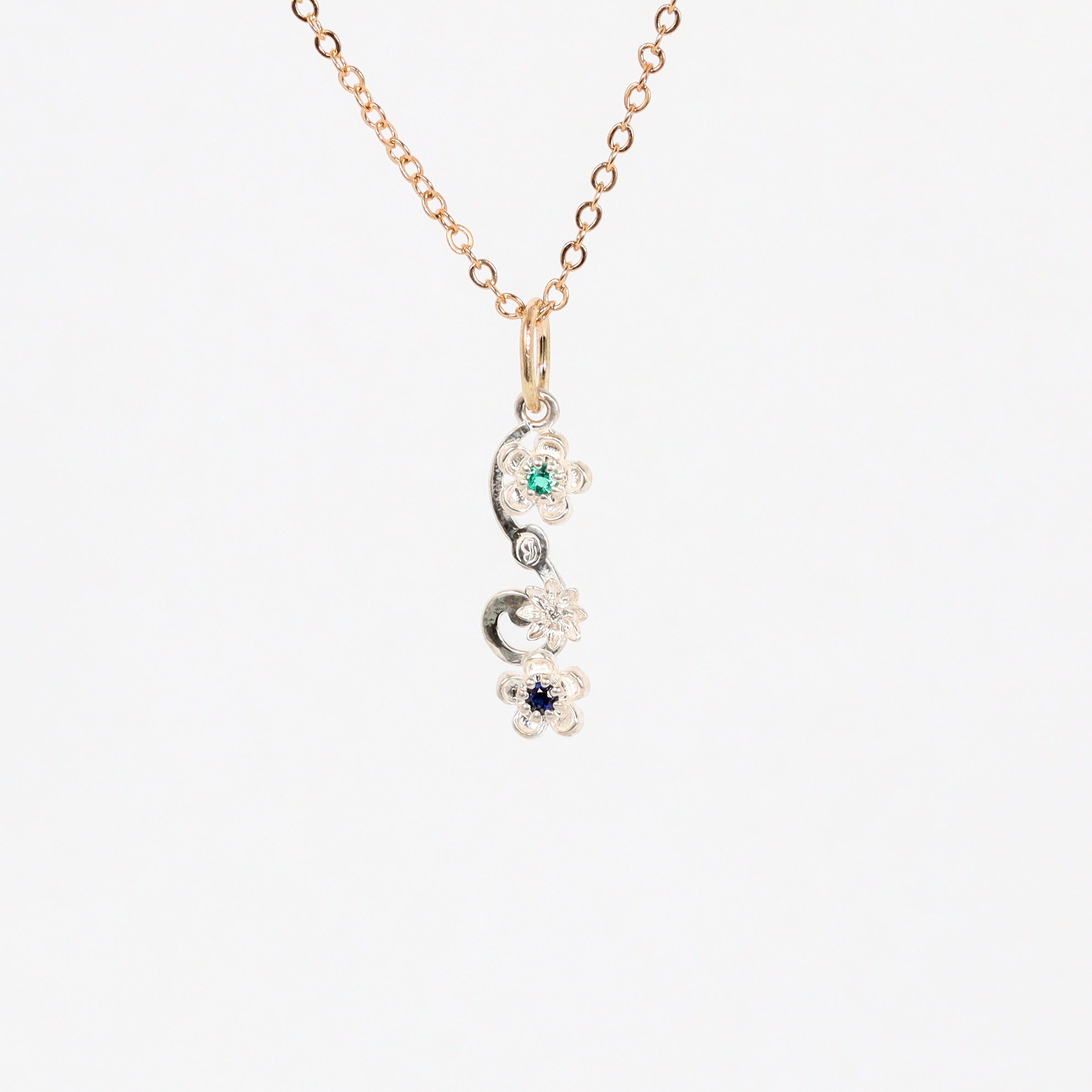 Leon Baker – Two-Tone Wildflower Sapphire & Emerald Pendant